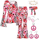 Hippie Kleidung Damen Set mit Hippie Oberteil Schlaghose Damen...