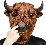 CreepyParty Halloween Kostüm Party Tierkopf Latex Maske Bison Yak...