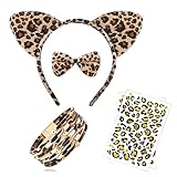 5-teilig Leoparden Kostüm Set, Leopard Gesichts Kunst Aufkleber,Tier...