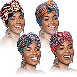 SATINIOR 4 Stück Afrikanische Muster Kopfbedeckung Pre-Gebunden...