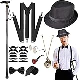 WILDPARTY 20er Jahre Kostüm Herren Accessoires, Faltbarer Krücken...