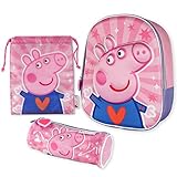 Peppa Pig Kinderrucksack, 3D-Schultasche und Snacktasche mit Seilen,...