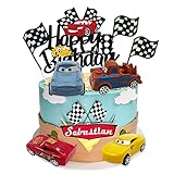 Tortendeko Geburtstag - 8 Stück Geburtstagsdeko Auto Cupcake Toppers...