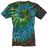 GURU SHOP Batik T-Shirt, Herren Kurzarm Shirt, Dunkelblau/Spirale,...