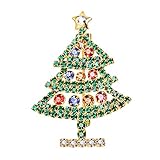FOCALOOK Weihnachten Brosche 18k vergoldet Weihnachtsbaum mit bunten...