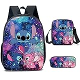 SHANGYE Stitch Rucksack mit Lunch-Tasche, Federmäppchen, 3-teiliges...