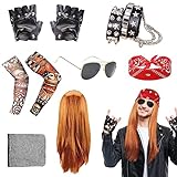 Rocker Kostüm Herren 70er 80er 90er Jahre Outfit Herren 10-Teiliges...