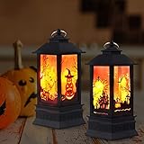 XIUWOUG 2pcs Halloween Deko Kerzenlaterne 20cm Hohe,LED Kürbis...