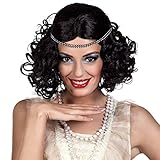 Boland 85797 - Perücke Flapper mit Stirnband, Schwarz, lockig, kurz,...