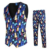 QWUVEDS Herrenmode Casual Druckfarbe Vintage Anzug Hose Anzug...
