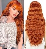 YEESHEDO Damen Perücke Lang Lockige Orange Rot Perücken für Frauen...