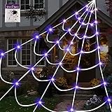 CHBOP 17 * 16 Fuß Halloween Spinnennetz 135 Led Lila Lichter...