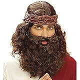 Widmann J6262 - Perücke Prophet mit Bart, braun, Kunsthaarperücke,...