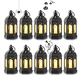 Romadedi 10er Set Mini Laterne Deko Schwarz - Tischdeko kleine Laterne...