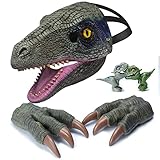 TUKIIE Dino Maske mit Beweglichem Kiefer, Halloween Maske für Kinder...
