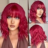 HAIRCUBE Kurze lockige rote Bob Perücken für Frauen Hochwertige...
