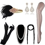 DRESHOW Damen 1920er Accessoires Set Flapper Kostüm Gatsby Feder...