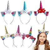 6 Stück Einhorn Haarreif Kinder, Haarband Stirnband Mädchen, Einhorn...