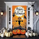 Halloween Tür Deko Banner, Happy Halloween Türabdeckung, Stoff...