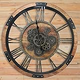DORBOKER 68CM Große Vintage Wanduhr mit Beweglichen Zahnrädern,...