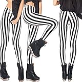 FYMNSI Damen Leggings Vertikal Gestreift Stretch Strumpfhose Leggins...