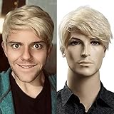 Kalyss 12“ kurze gerade männliche blonde Perücke hitzebeständige...