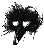 Federdomino schwarz Karneval Fasching Mottoparty Augenmaske Federmaske...