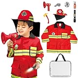 Jooheli Kostüm Feuerwehrmann Kinder, Kinder Feuerwehrmann Kostüm und...