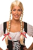 Balinco Heidi/Gretel Perücke blond mit Zöpfen und roten Schleifen...