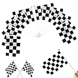 25 Stück Karierte Flagge,Mini Schwarz-Weiß Racing Flagge, Rennflagge...