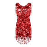 iixpin Damen Pailletten Latein Salsa Rumba Tanzbauch Kleider Tanzkleid...