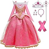 LiUiMiY Mädchen Dornröschen Kostüm Aurora Kleid Kinder Rosa Langarm...