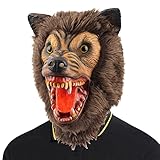 CreepyParty Braun Werwolf Maske Grusel Latex Vollkopf Masken...