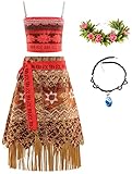 Foanja Moana Kostüm Mädchen Cosplay Vaiana Kleid mit Girlande...