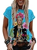 oneforus Damen Ölgemälde T-Shirt - Grafik Gedruckt Kurzarm...