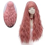Mildiso Perücke Damenperücke Lang Pinke Locken Perücken mit pony...