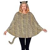 Widmann - Kostüm Leopard, Poncho mit Kapuze, Karneval, Mottoparty