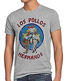 style3 Los Pollos T-Shirt Herren, Größe:4XL, Farbe:Grau meliert