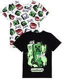 Minecraft T-Shirt 2er Pack Kinder | Jungen Mädchen Skelett Boom...