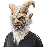 REVYV Horror Lucifer Maske mit Hörnern Gruseliger Teufel Krampus...