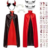 Stehkragen Vampir Cape Kostüm Vampir Umhang Schwarz Rot,Dämonen...