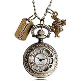 ZMKW Alice im Wunderland Taschenuhr Rabbit Flower Hollow Drink Me und...
