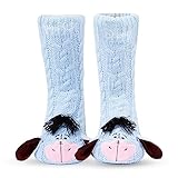 Disney Stitch Socken Damen Flauschige Winter Warm Socken (Blau Eeyore)