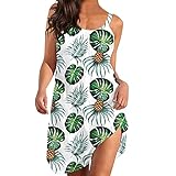 Evansamp Blusenkleid Damen Kurzarm Sommer Midi Kleider Strandkleid...
