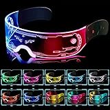 Kimimara Cyberpunk LED Brille - Party Leuchtbrille Leuchtende Visor...