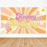 A1DIEE Groovy Happy Birthday Hintergrund Banner Retro Hippie Boho...