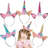 YOUYIKE 5 Stück Einhorn Haarreif Kinder, Unicorn Horn Stirnband,...