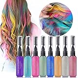 8 Farben Haarkreide Kamm,Temporär Haarfarbe Färben für Kinder...