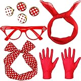 9 Stück Damen 1950s Zubehör Set, 50er Jahre Kostüm Zubehör Set,...