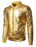 JOGAL Herren Metallic Nachtclub Reißverschluss Baseball Bomber Jacke...